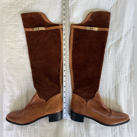Vintage Italian Leather & Suede Riding Boots Women’s 39 Brown Equestrian Tall - Picture 9 of 14